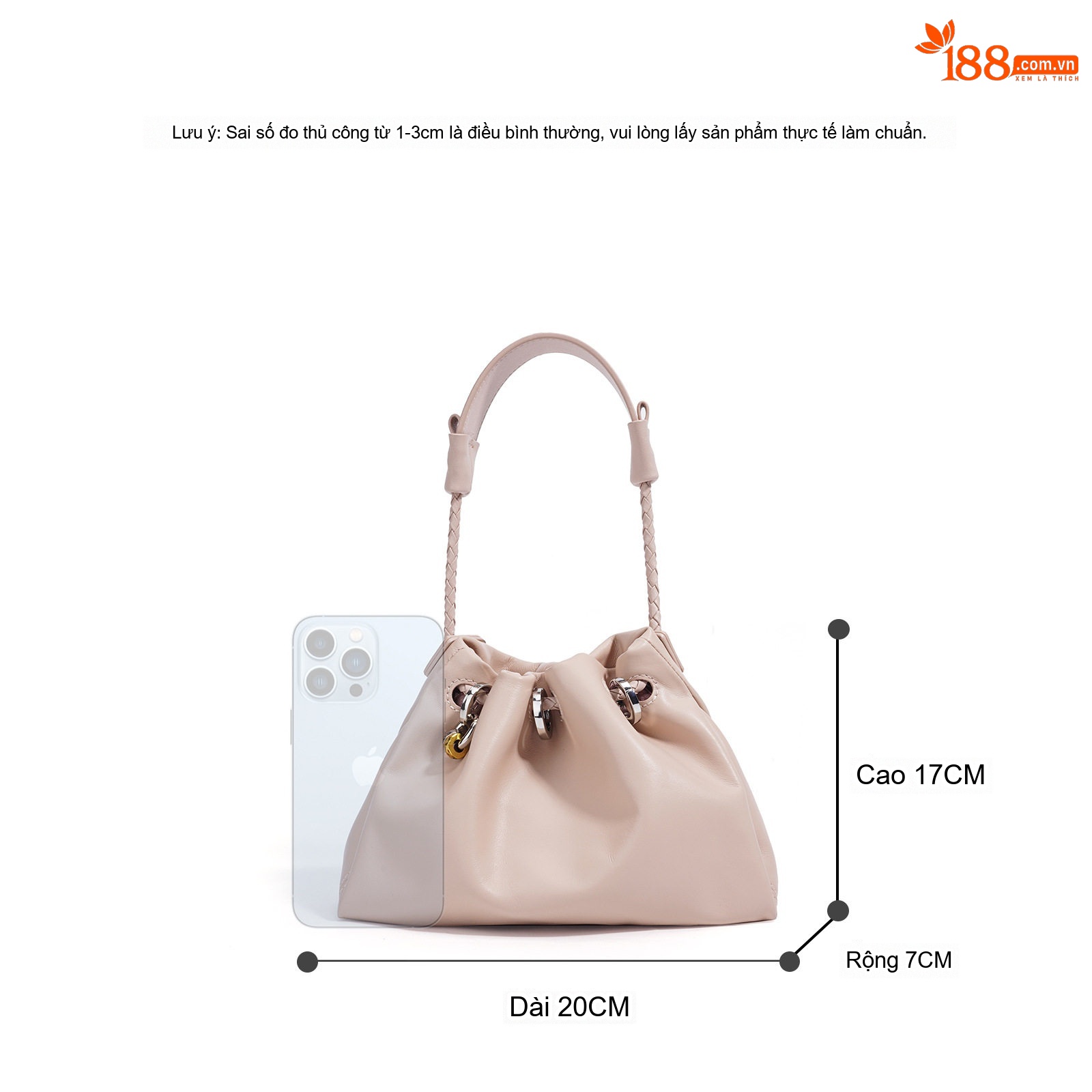 Túi Xách Nữ Đeo Chéo/Đeo Vai/Xách Tay Da Bóng Kiểu Dáng Cloud Bag Màu Hồng, Nâu, Xanh