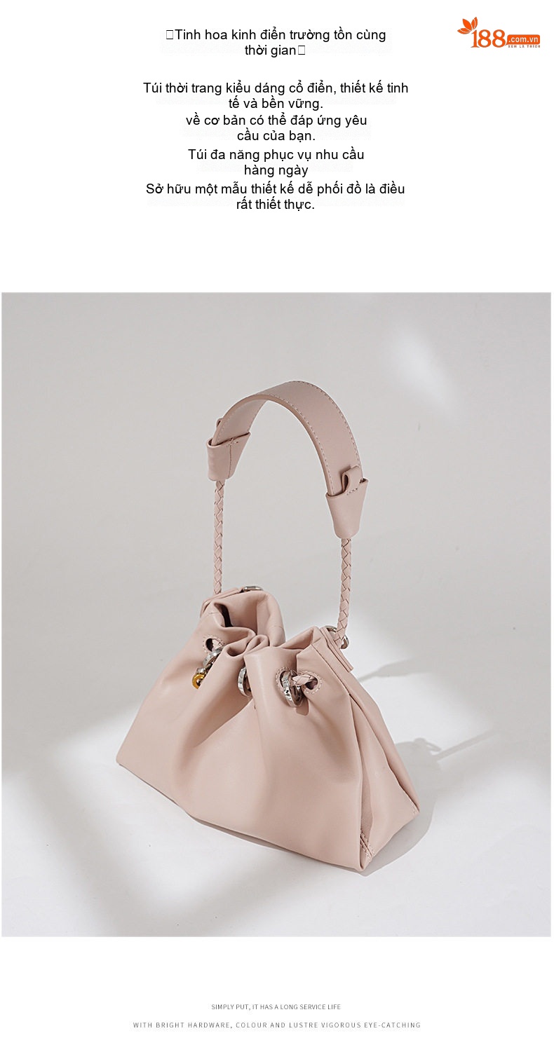 Túi Xách Nữ Đeo Chéo/Đeo Vai/Xách Tay Da Bóng Kiểu Dáng Cloud Bag Màu Hồng, Nâu, Xanh chi tiết 5