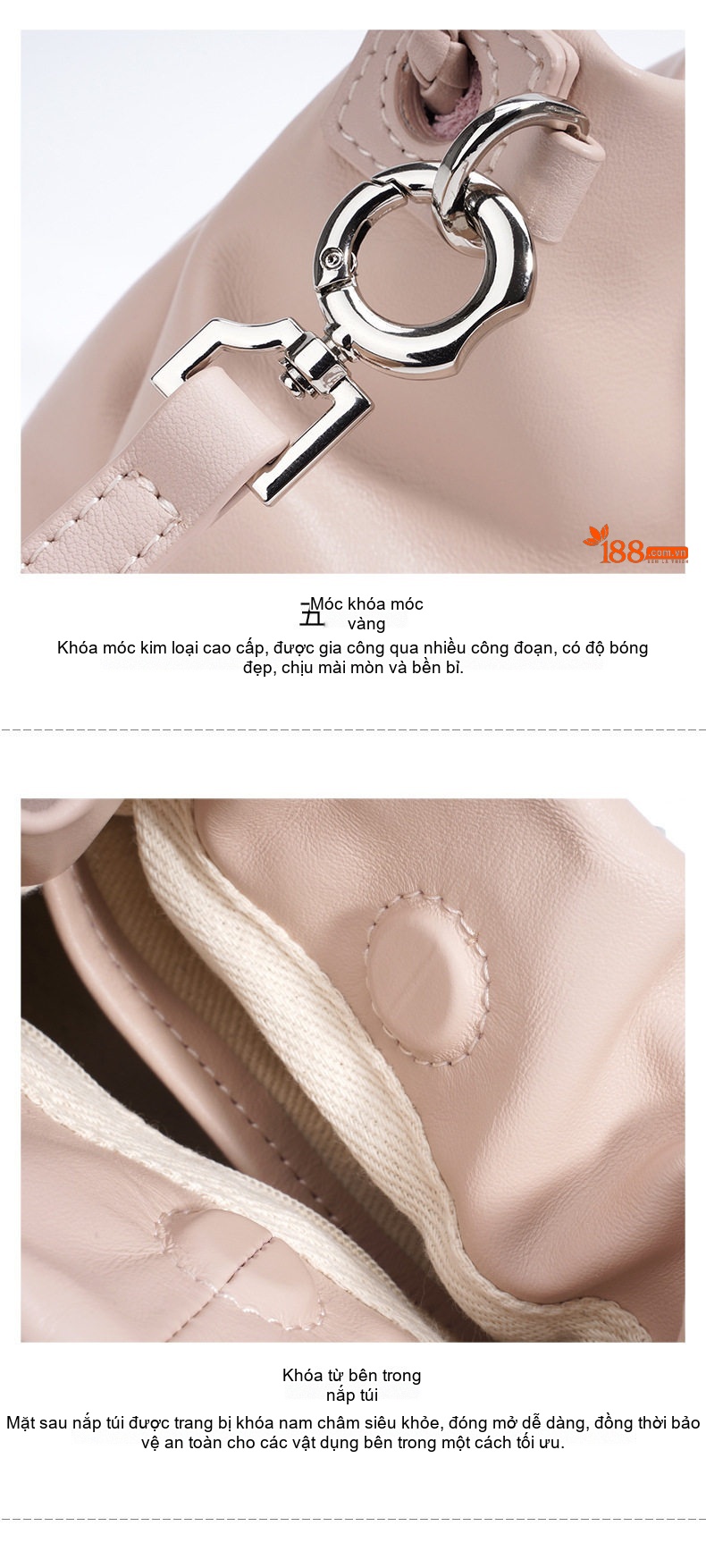 Túi Xách Nữ Đeo Chéo/Đeo Vai/Xách Tay Da Bóng Kiểu Dáng Cloud Bag Màu Hồng, Nâu, Xanh chi tiết 11