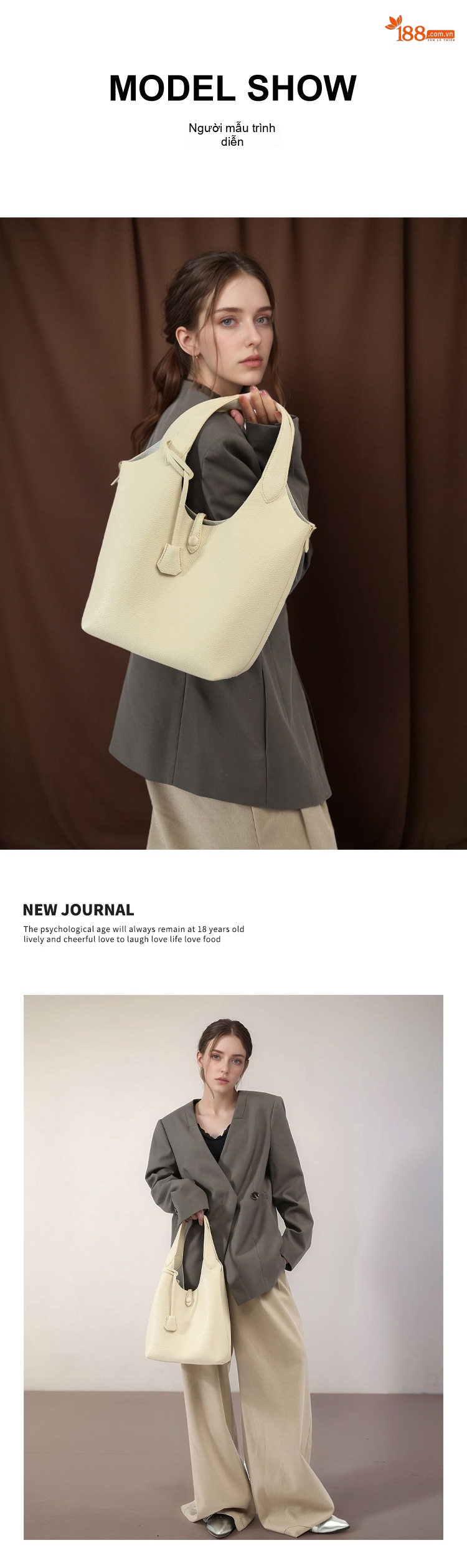 Túi Xách Nữ Đeo Vai Dáng Xô Thời Trang Công Sở Màu Trắng Kem, Hồng, Xanh Navy chi tiết 7