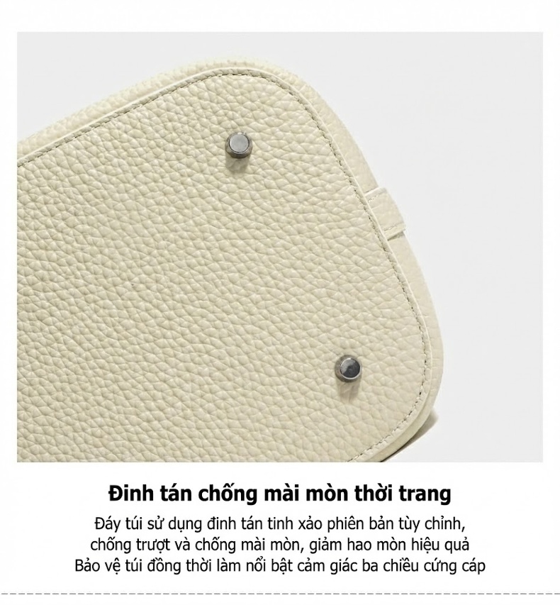 Túi Xách Nữ Đeo Vai Dây Bản Rộng Kiểu Retro Da Mờ Màu Kem, Nâu chi tiết 12