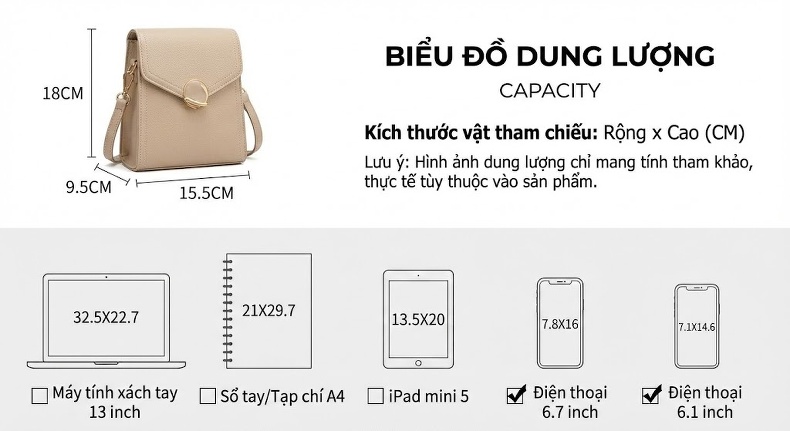 Túi Xách Nữ Đeo Vai/Đeo Chéo Da Bóng Kiểu Y2K Màu Trắng chi tiết 5