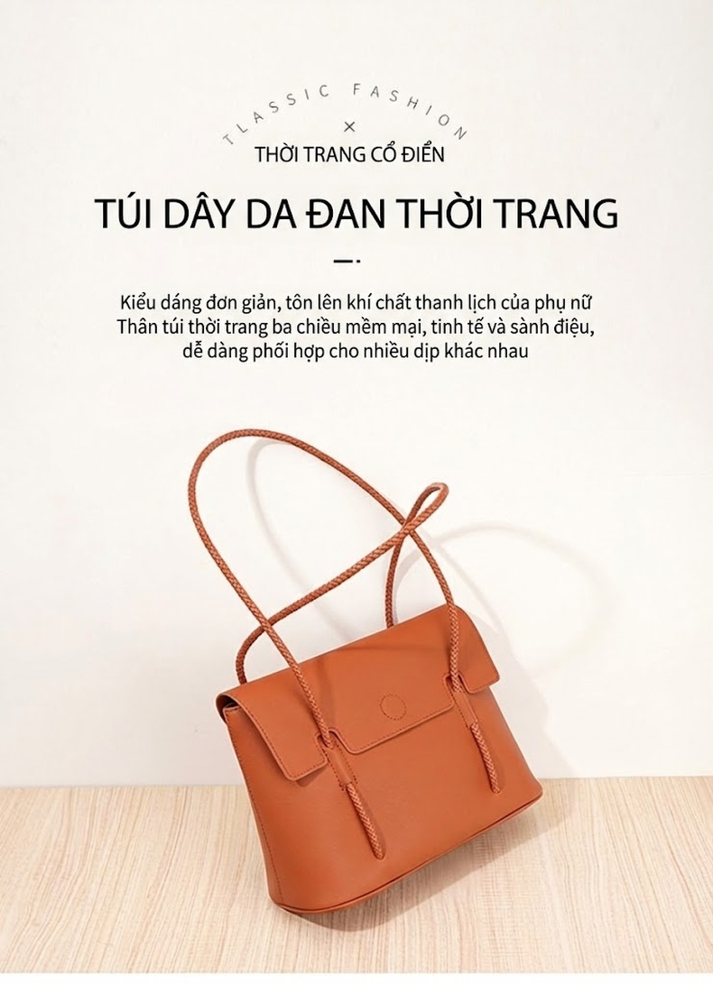 Túi Xách Nữ Đeo Vai/Đeo Chéo Da Mờ Kiểu Dáng Thời Trang Màu Đen, Nâu, Kem chi tiết 1