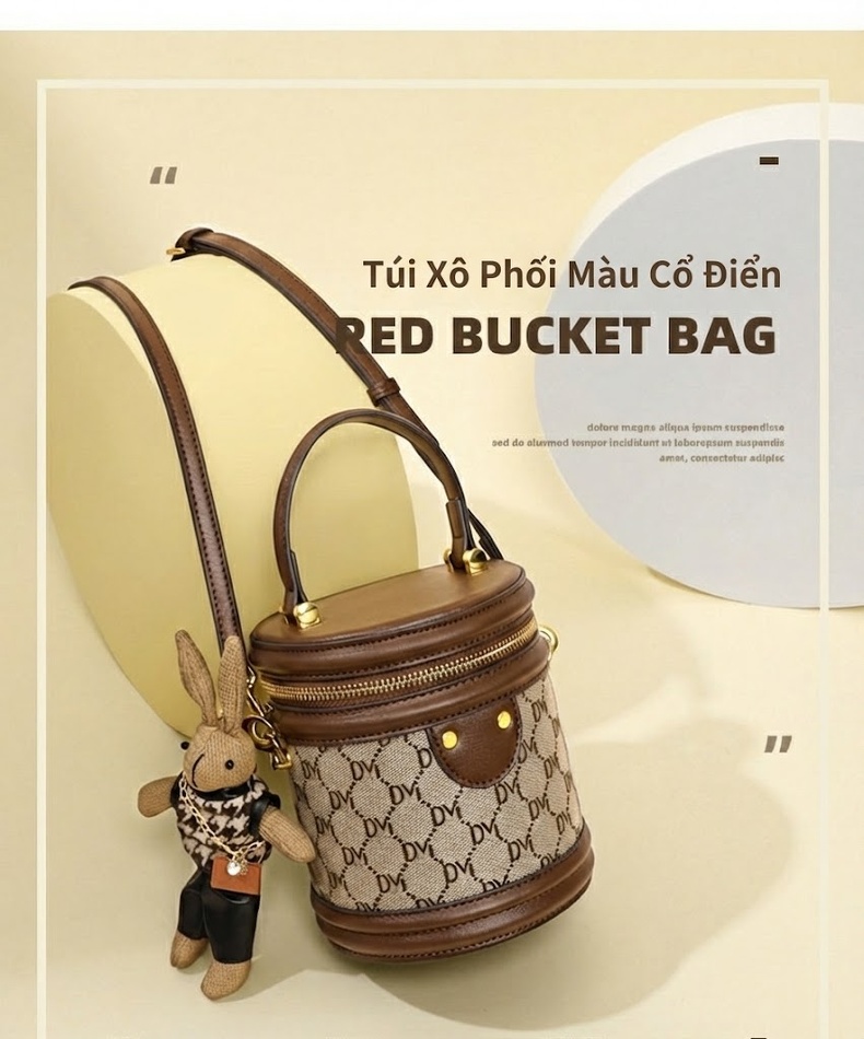 Túi Xách Nữ Đeo Vai Đeo Chéo Dáng Tròn Nhỏ Gọn Màu Nâu chi tiết 1