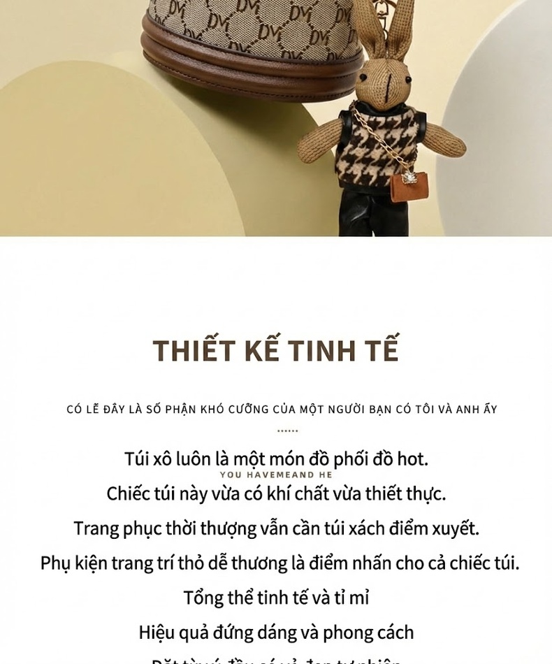 Túi Xách Nữ Đeo Vai Đeo Chéo Dáng Tròn Nhỏ Gọn Màu Nâu chi tiết 4