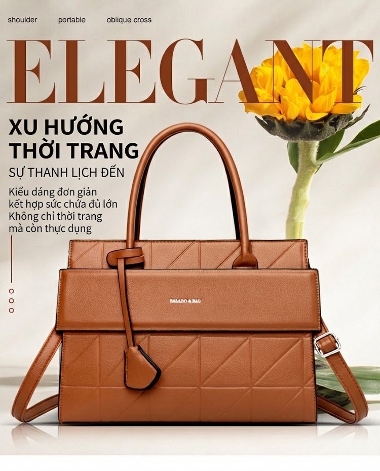 Túi Xách Nữ Đeo Vai Họa Tiết Vân Cá Sấu Đơn Giản Phong Cách Đô Thị Màu Đen, Nâu, Xám, Bạc chi tiết 1