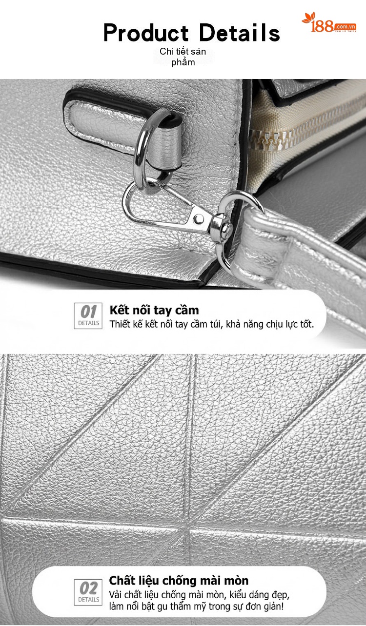 Túi Xách Nữ Đeo Vai Họa Tiết Vân Cá Sấu Đơn Giản Phong Cách Đô Thị Màu Đen, Nâu, Xám, Bạc chi tiết 25