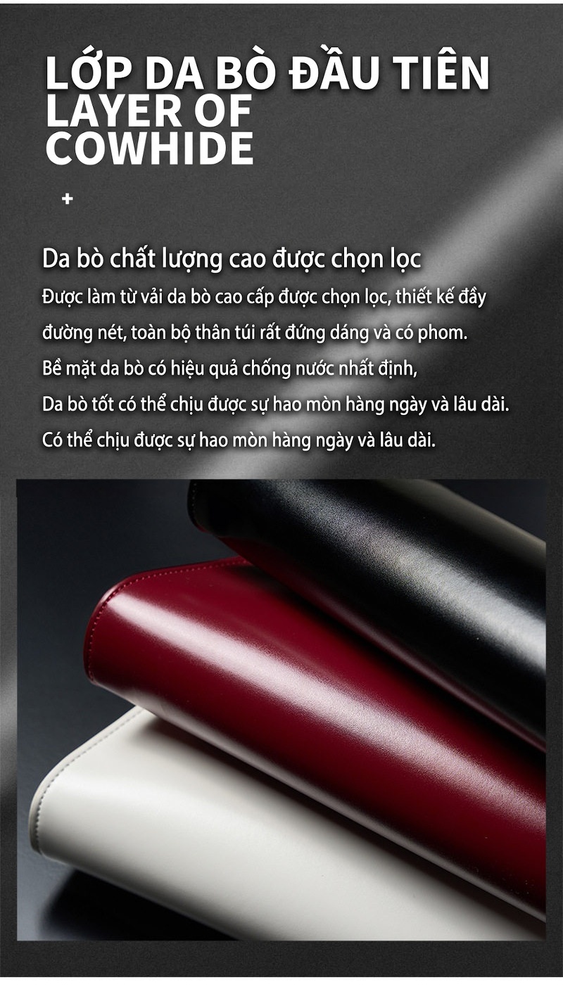 Túi Xách Nữ Đeo Vai/Kẹp Nách Da Bóng Phong Cách Pháp chi tiết 17