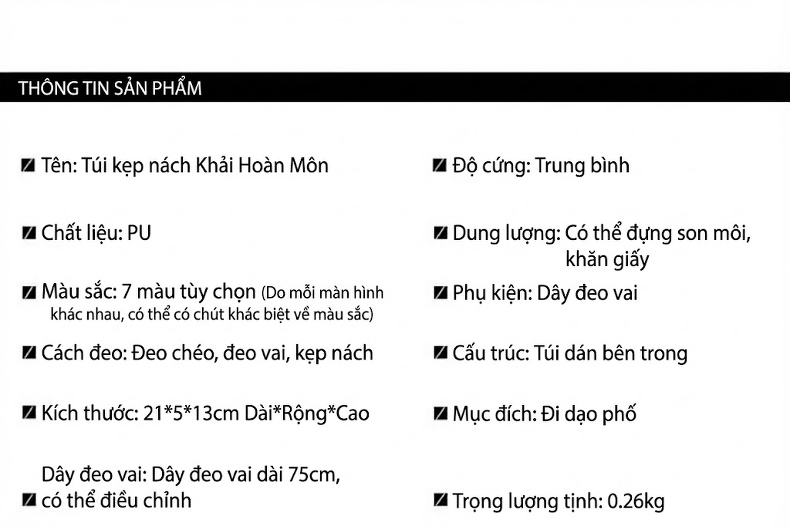 Túi Xách Nữ Đeo Vai/Kẹp Nách/Đeo Chéo/Xách Tay Pháp Form Baguette Da Bóng Màu Hồng, Đen, Nâu, Trắng... chi tiết 8