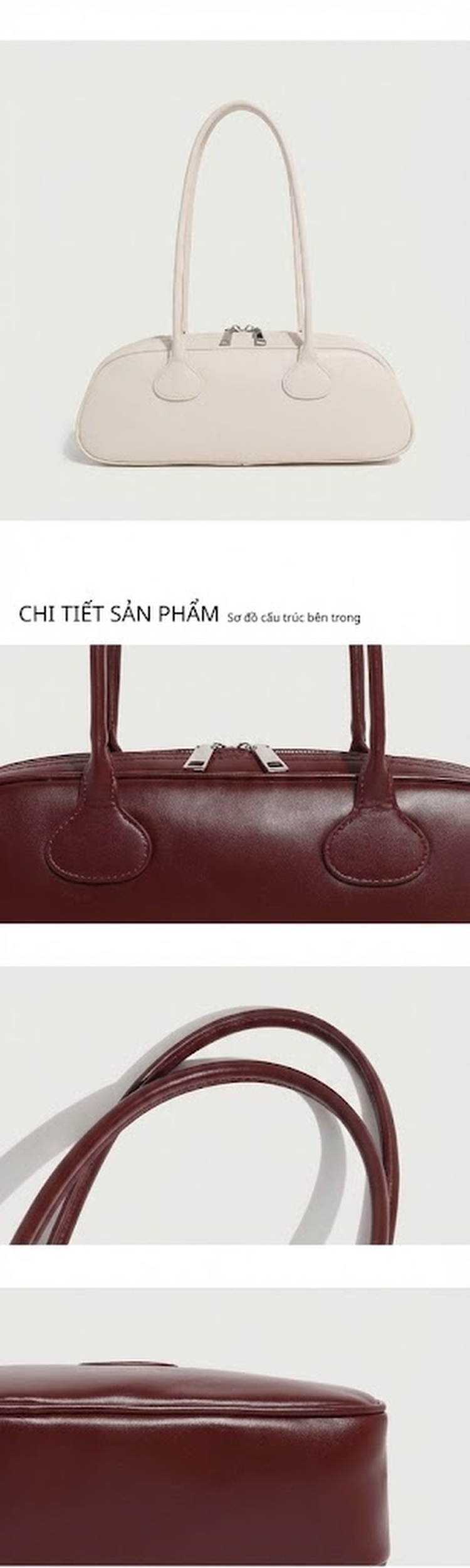 Túi Xách Nữ Đeo Vai Thiết Kế Vintage Đựng Vừa A4 Màu Nâu, Đỏ, Đen, Trắng... chi tiết 15