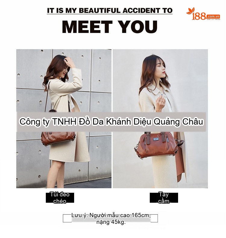 Túi Xách Nữ Đeo Vai, Xách Tay, Đeo Chéo Da Mềm Phong Cách Âu Mỹ Cổ Điển, Túi Boston Lớn Màu Nâu chi tiết 8