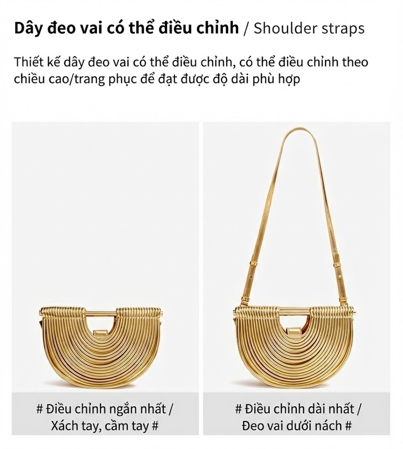 Túi Xách Nữ Handmade Tre Đan Hình Bán Nguyệt Độc Đáo Màu Xanh, Nâu, Đỏ chi tiết 7