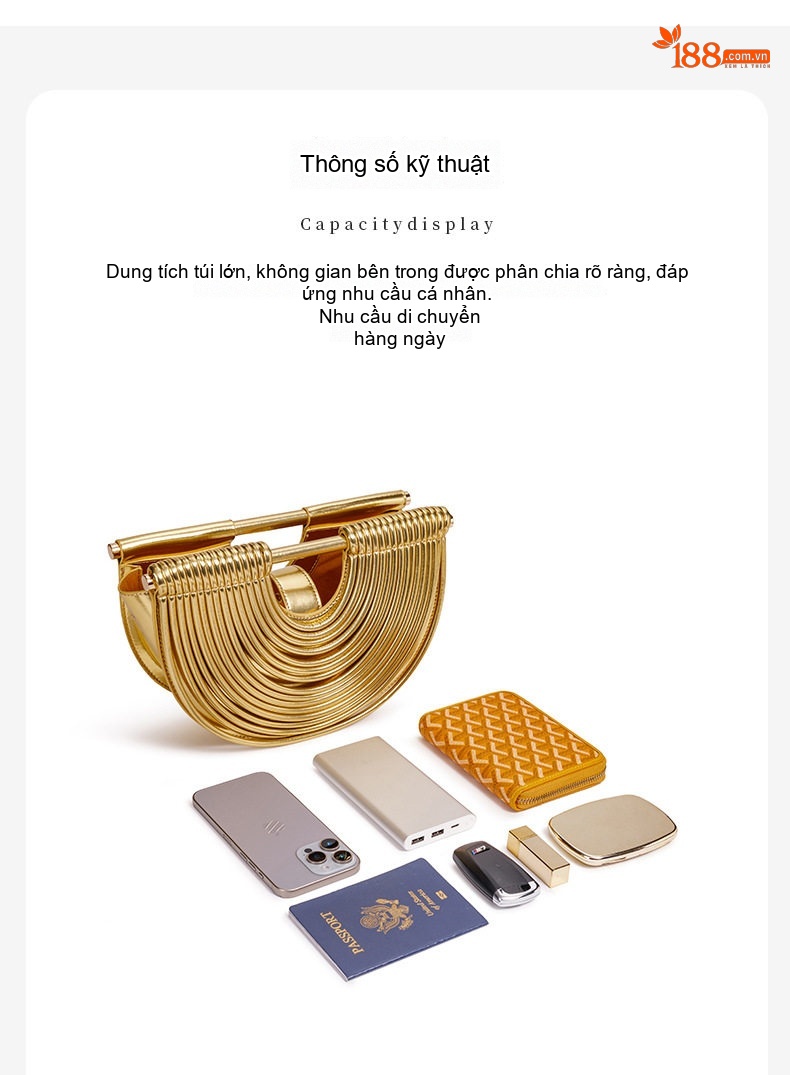 Túi Xách Nữ Handmade Tre Đan Hình Bán Nguyệt Độc Đáo Màu Xanh, Nâu, Đỏ chi tiết 11