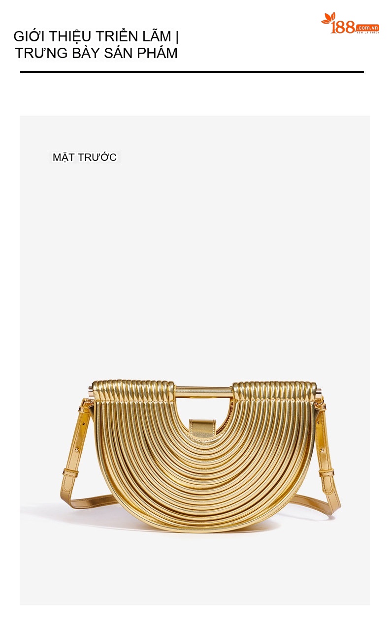 Túi Xách Nữ Handmade Tre Đan Hình Bán Nguyệt Độc Đáo Màu Xanh, Nâu, Đỏ chi tiết 13