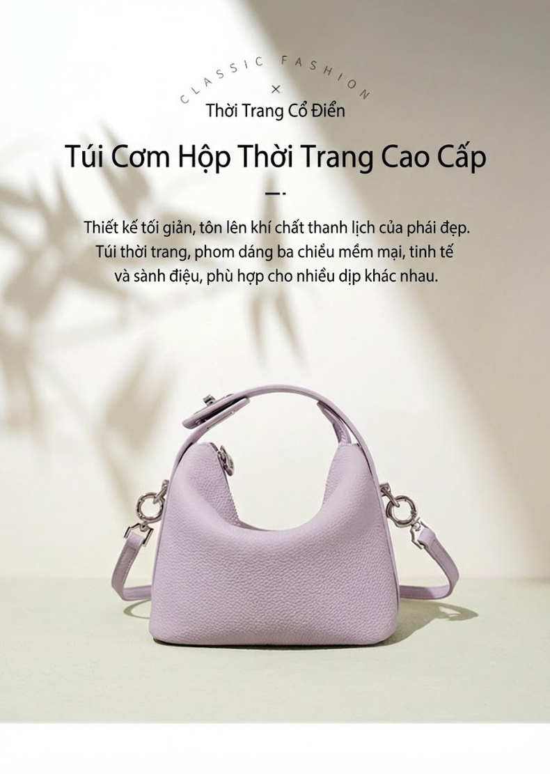 Túi xách nữ kẹp nách dáng bán nguyệt thiết kế đeo vai da mờ chi tiết 2