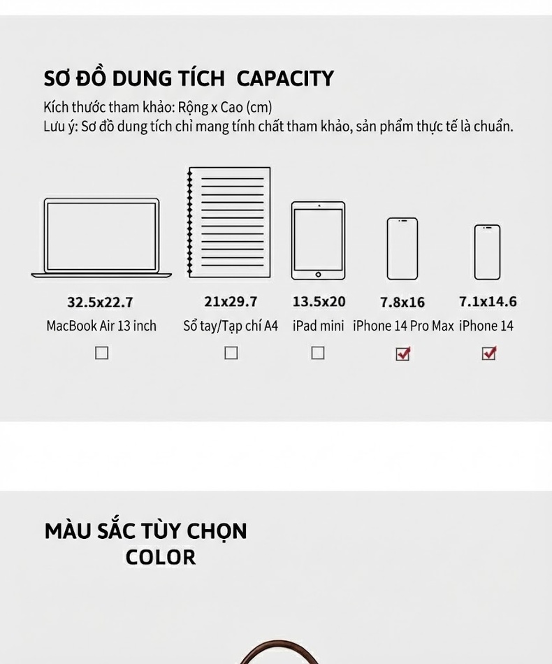 Túi Xách Nữ Kiểu Cambridge Da Bóng Đeo Vai/Xách Tay Màu Trắng Kem, Nâu chi tiết 8