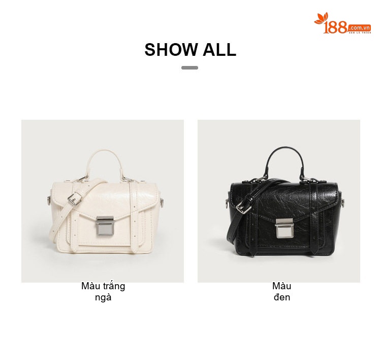 Túi Xách Nữ Mini Cầm Tay Đeo Vai Đeo Chéo Phong Cách Retro Màu Đen, Trắng chi tiết 3