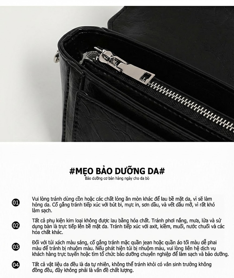 Túi Xách Nữ Mini Cầm Tay Đeo Vai Đeo Chéo Phong Cách Retro Màu Đen, Trắng chi tiết 24
