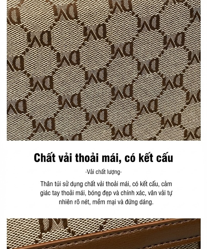 Túi Xách Nữ Mini Đeo Chéo Dây Xích Họa Tiết Chữ Phong Cách Nhỏ Nhắn Màu Nâu chi tiết 11