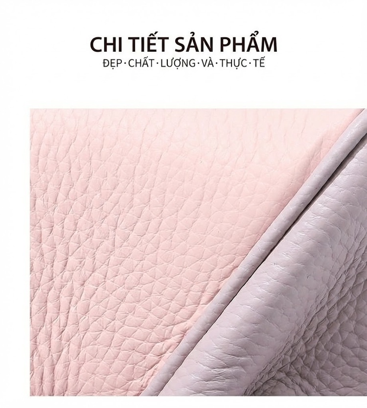 Túi Xách Nữ Mini Kelly Da Bò Đeo Chéo Đeo Vai Màu Trắng, Nâu, Hồng, Xám chi tiết 33