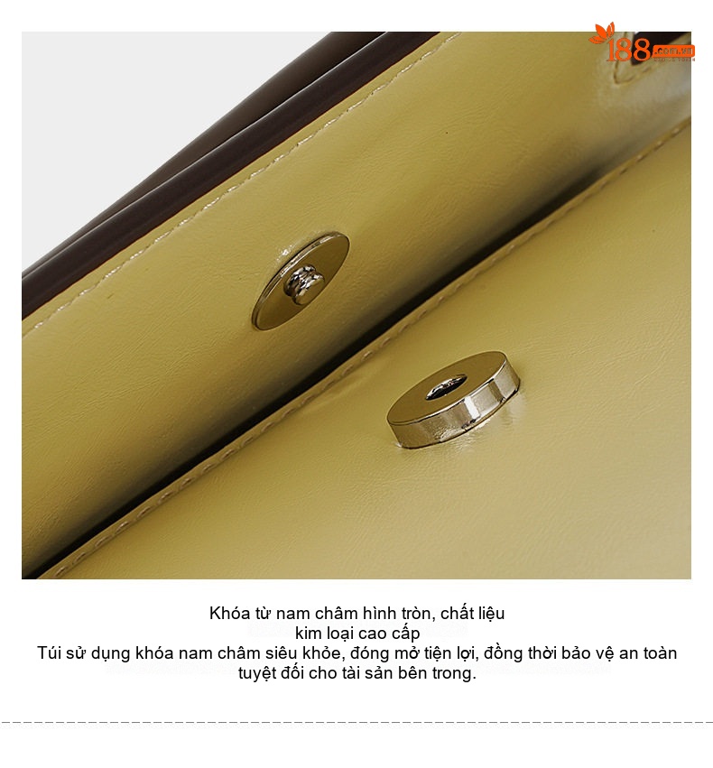Túi Xách Nữ Mini Thiết Kế Hàn Quốc Nắp Gập Đeo Chéo Da Bóng Màu Nâu, Vàng Kem, Trắng chi tiết 7