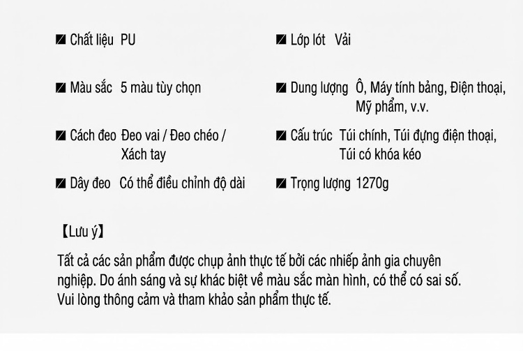 Túi Xách Nữ Set 3 Món Đeo Vai, Xách Tay Da Bóng Thời Trang Công Sở Màu Nâu, Đen, Kem, Xanh Navy... chi tiết 6