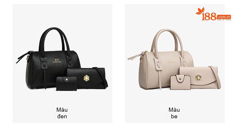 Túi Xách Nữ Set 3 Món Phong Cách Âu Mỹ, Túi Đeo Vai, Túi Đeo Chéo Da Mờ Màu Nâu, Xanh, Đen chi tiết 4