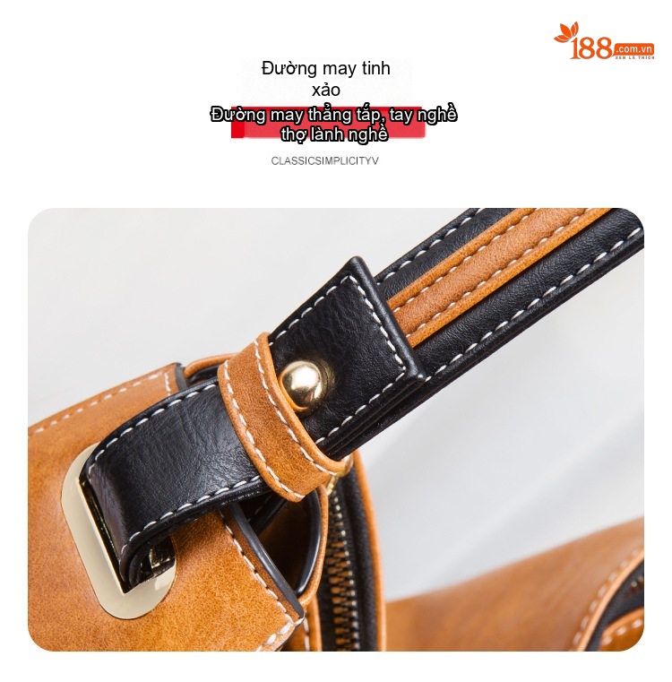 Túi Xách Nữ Set 4 Món Da Mềm Sức Chứa Lớn Thời Trang Màu Nâu, Xanh Navy, Hồng, Xám... chi tiết 9