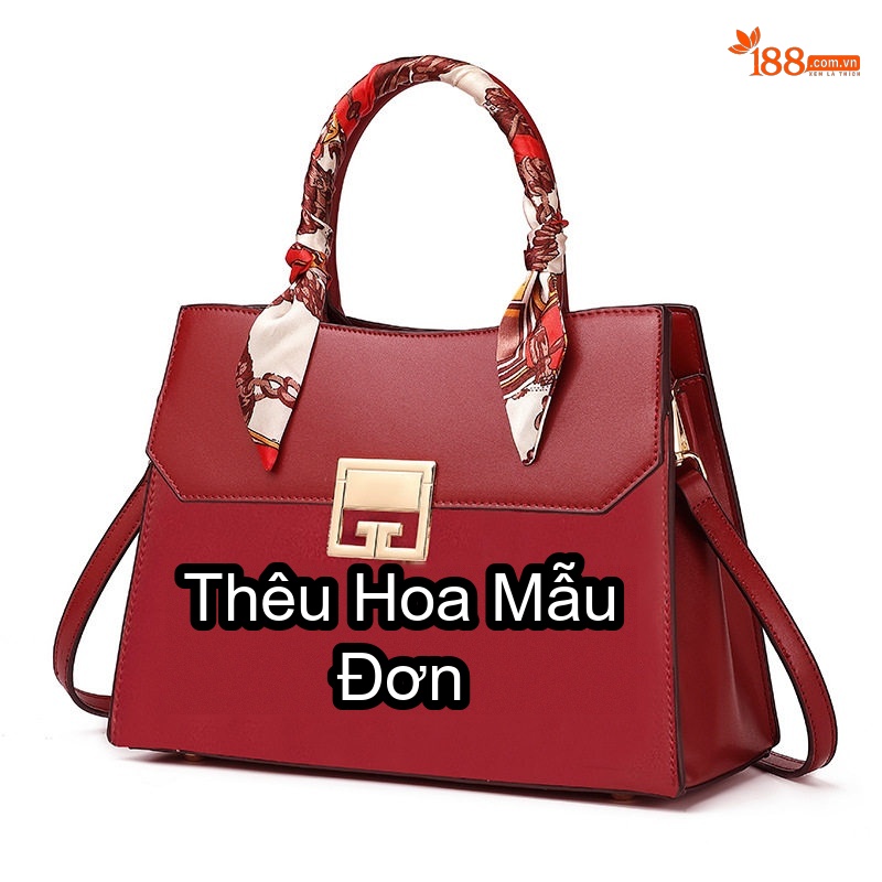 Thêu hoa mẫu đơn đỏ