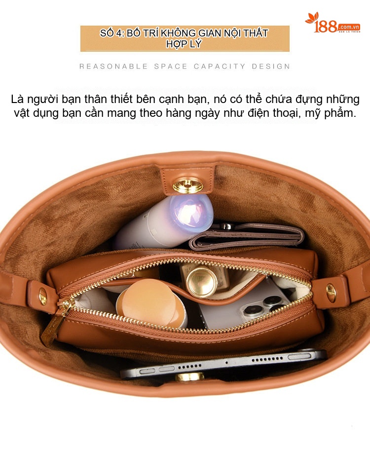 Túi Xách Nữ Vải Canvas Đeo Vai Đựng Vừa A4 Thời Trang Công Sở Màu Trắng Kem, Nâu chi tiết 11