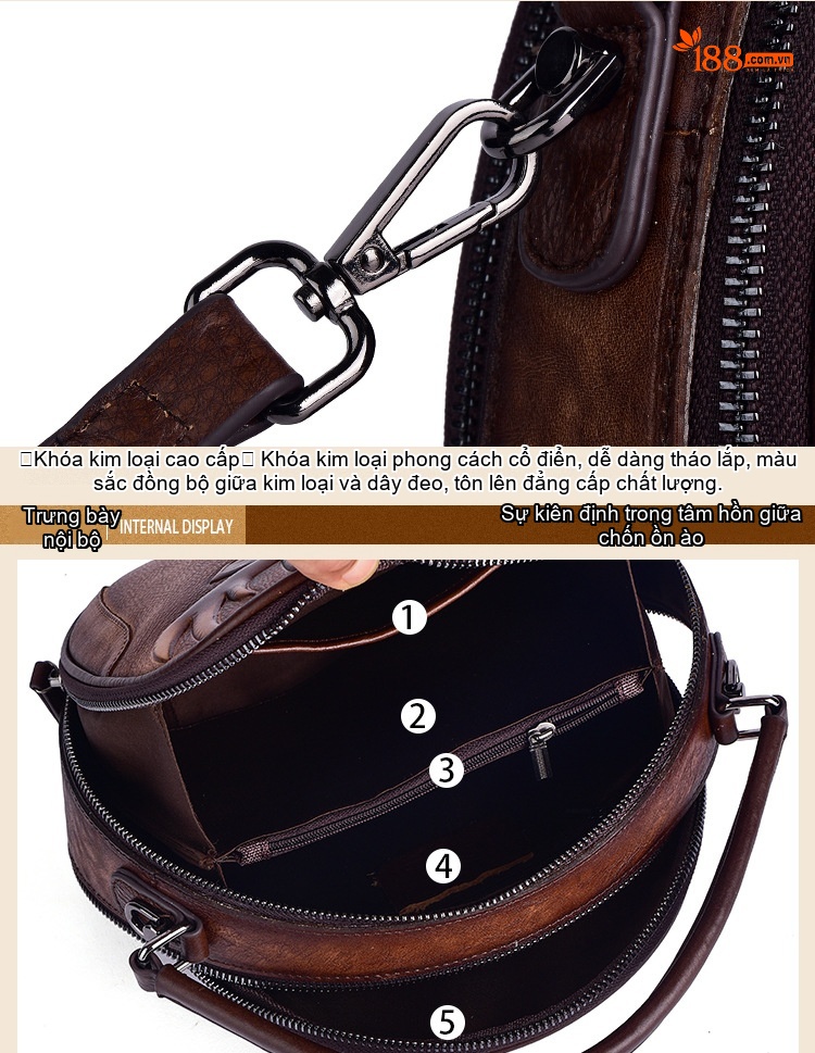 Túi Xách Tay/Đeo Chéo Nữ Da Bò Dập Nổi Hình Hươu Phong Cách Retro Màu Vàng, Xanh Lá, Nâu, Đỏ... chi tiết 16