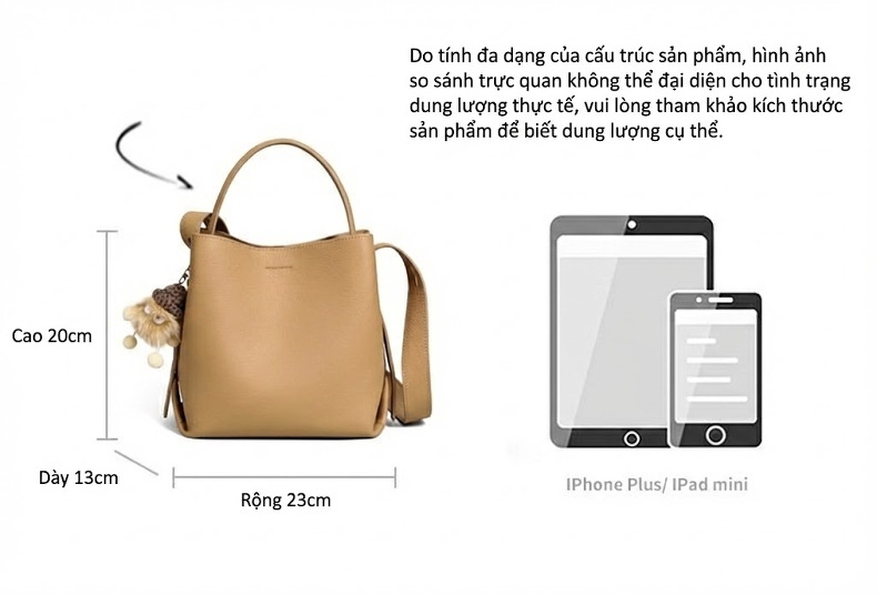 Túi Xách Tay/Đeo Chéo Nữ Da Thật Dung Tích Lớn Phong Cách Cao Cấp Màu Nâu chi tiết 9