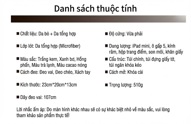 Túi Xách Tay/Đeo Chéo Nữ Da Thật Dung Tích Lớn Phong Cách Cao Cấp Màu Nâu chi tiết 8