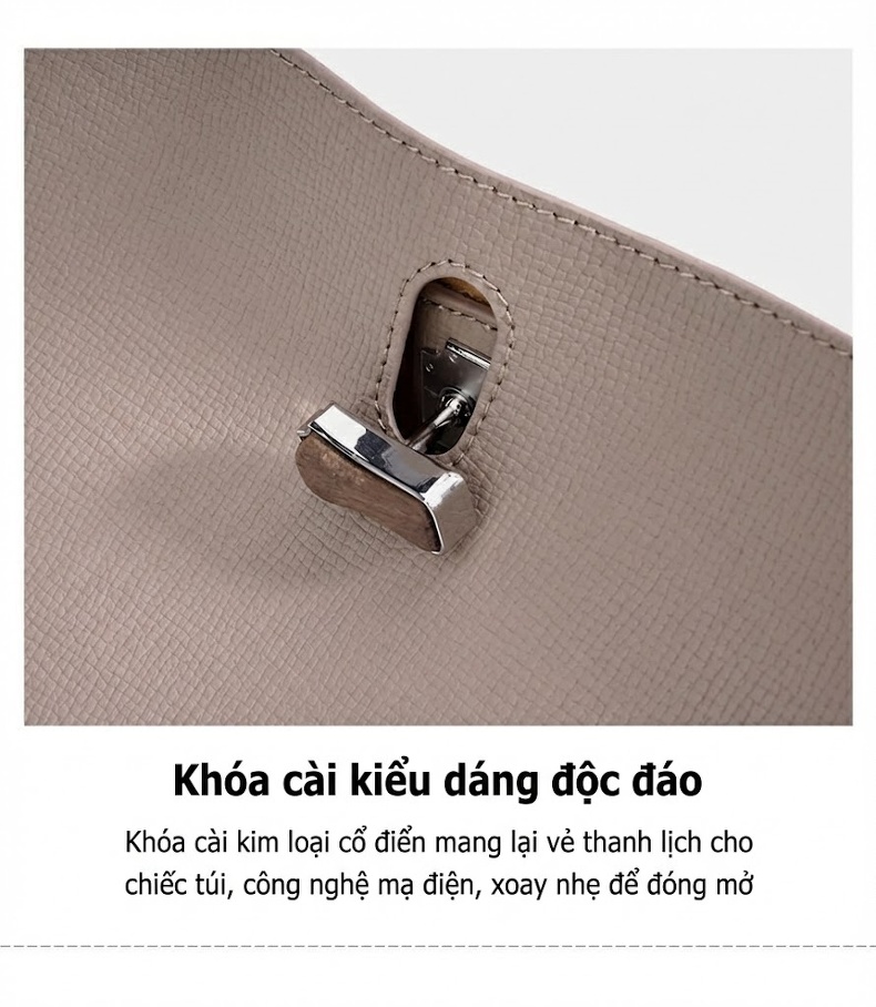 Túi Xách Tay/Đeo Chéo Nữ Thiết Kế Độc Đáo Phong Cách Hàn Quốc Da Mờ Màu Xám, Nâu, Đen chi tiết 14