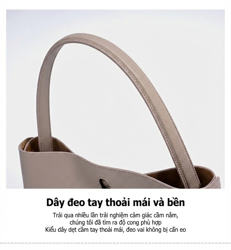 Túi Xách Tay/Đeo Chéo Nữ Thiết Kế Tiểu Thư Quai Tre, Sức Chứa Lớn Màu Trắng, Nâu, Đen chi tiết 13