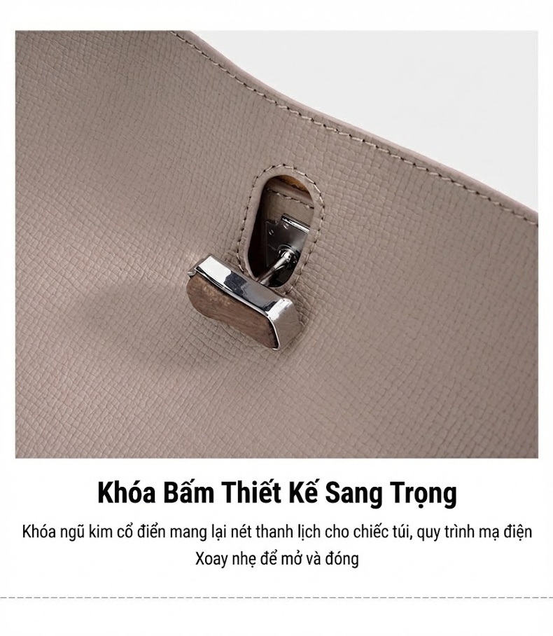 Túi Xách Tay/Đeo Chéo Nữ Thiết Kế Tiểu Thư Quai Tre, Sức Chứa Lớn Màu Trắng, Nâu, Đen chi tiết 14