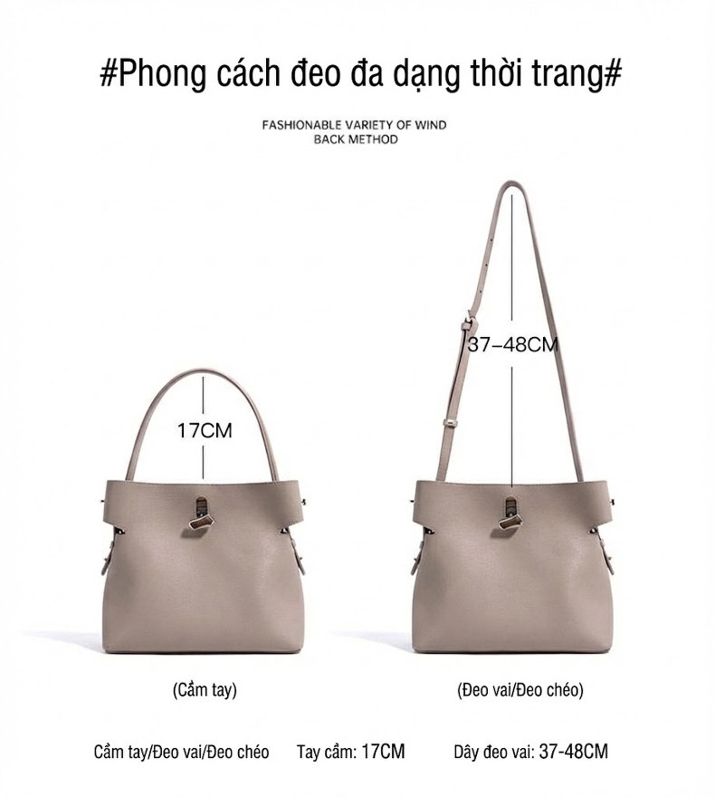 Túi Xách Tay/Đeo Chéo Nữ Thiết Kế Tiểu Thư Quai Tre, Sức Chứa Lớn Màu Trắng, Nâu, Đen chi tiết 10