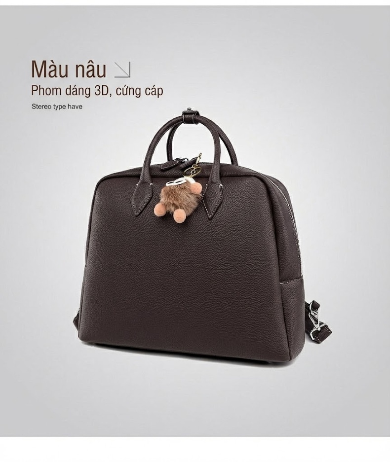 Túi Xách Tay/Đeo Vai/Đeo Chéo/Ba Lô Nữ Da Bóng Công Sở Lớn Màu Đen, Nâu, Xanh Rêu chi tiết 27