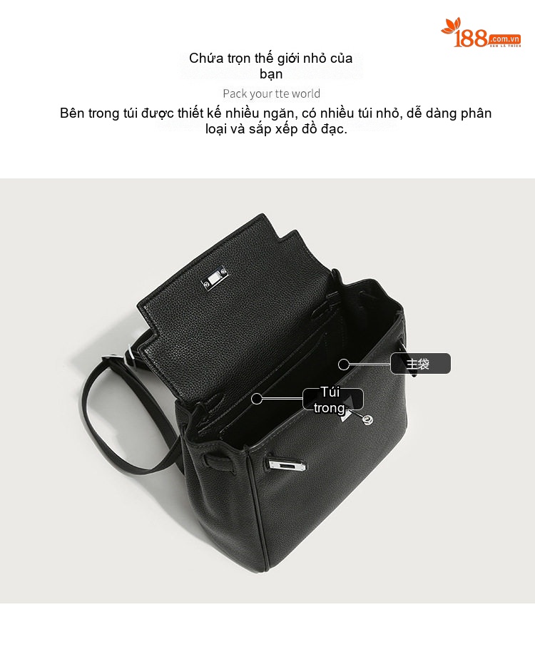 Túi Xách Tay/Đeo Vai/Đeo Chéo Hình Hộp Phong Cách Vintage Tối Giản Màu Đen, Nâu chi tiết 4