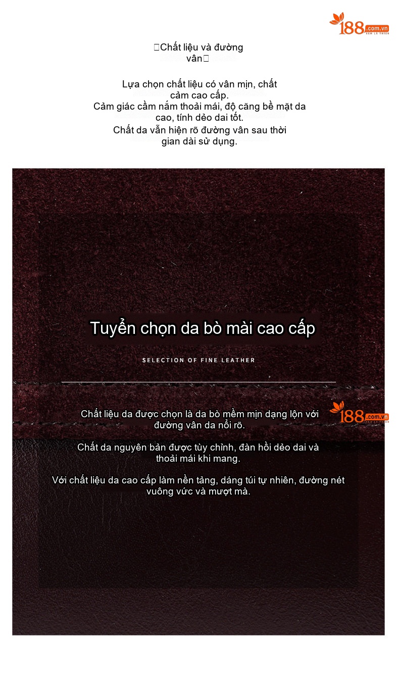 Túi Xách Tay/Đeo Vai/Đeo Chéo Nữ Da Bò Hai Lớp Mờ Thiết Kế Nhỏ Gọn Màu Nâu Đỏ chi tiết 10