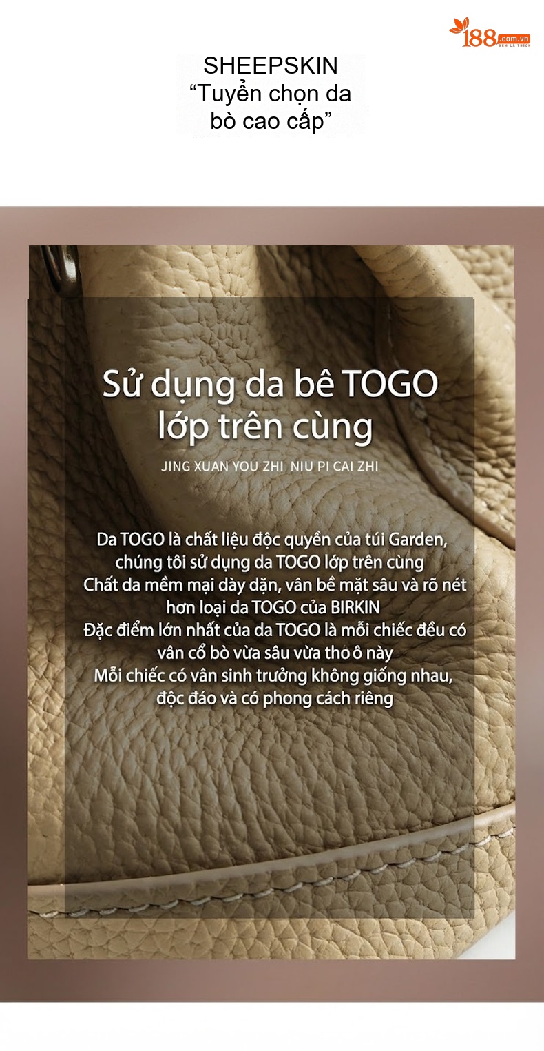 Túi Xách Tay/Đeo Vai Nữ Da Bò Cao Cấp Thiết Kế Tinh Tế Màu Be chi tiết 10