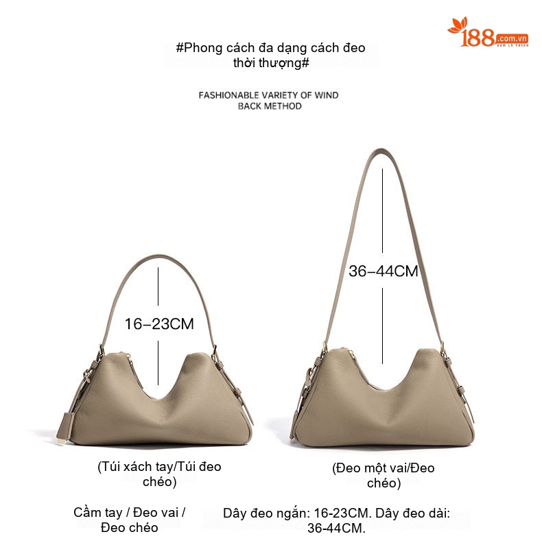 Túi Xách Tay/Đeo Vai Nữ Da Bò Kiểu Dáng Tối Giản Màu Nâu, Kem, Trắng, Đen chi tiết 9