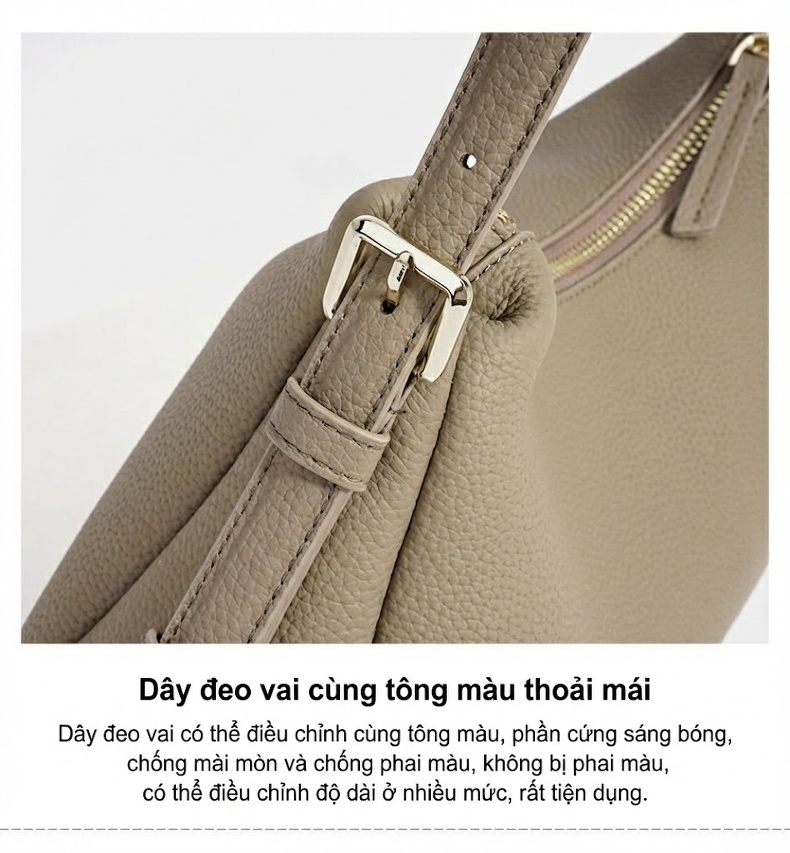 Túi Xách Tay/Đeo Vai Nữ Da Bò Kiểu Dáng Tối Giản Màu Nâu, Kem, Trắng, Đen chi tiết 12