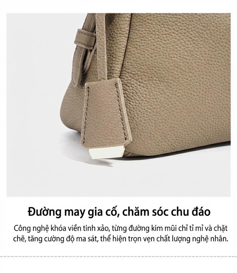 Túi Xách Tay/Đeo Vai Nữ Da Bò Kiểu Dáng Tối Giản Màu Nâu, Kem, Trắng, Đen chi tiết 13