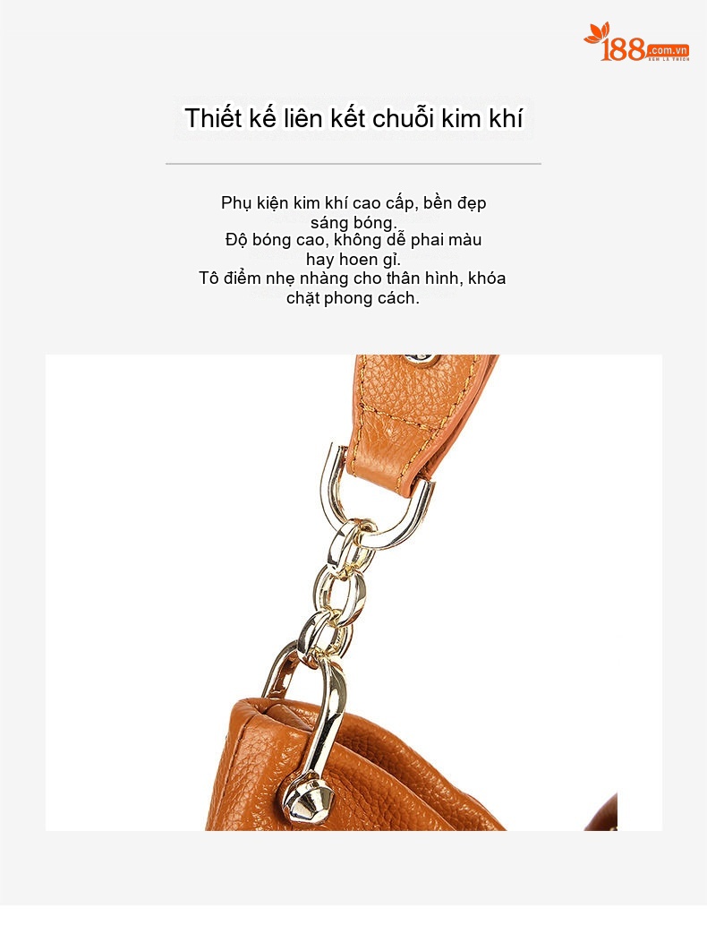 Túi Xách Tay/Đeo Vai Nữ Da Bò Sức Chứa Lớn Phong Cách Châu Âu Màu Nâu Vàng, Xám chi tiết 22