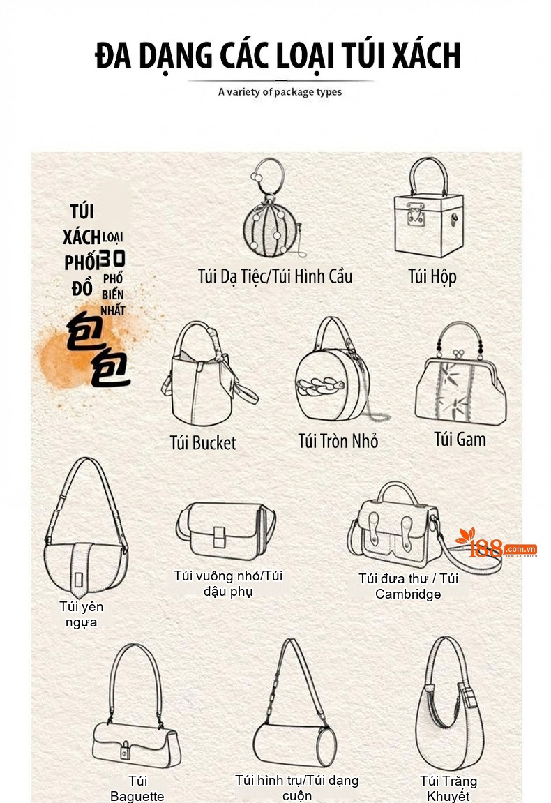 Túi Xách Tay/Đeo Vai Nữ Da Bóng Đặt May Theo Yêu Cầu Màu Đen chi tiết 3