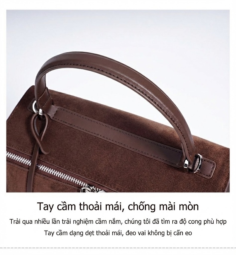 Túi Xách Tay/Đeo Vai Nữ Da Mờ Cao Cấp Phong Cách Thời Trang Màu Nâu, Nâu Đậm chi tiết 12