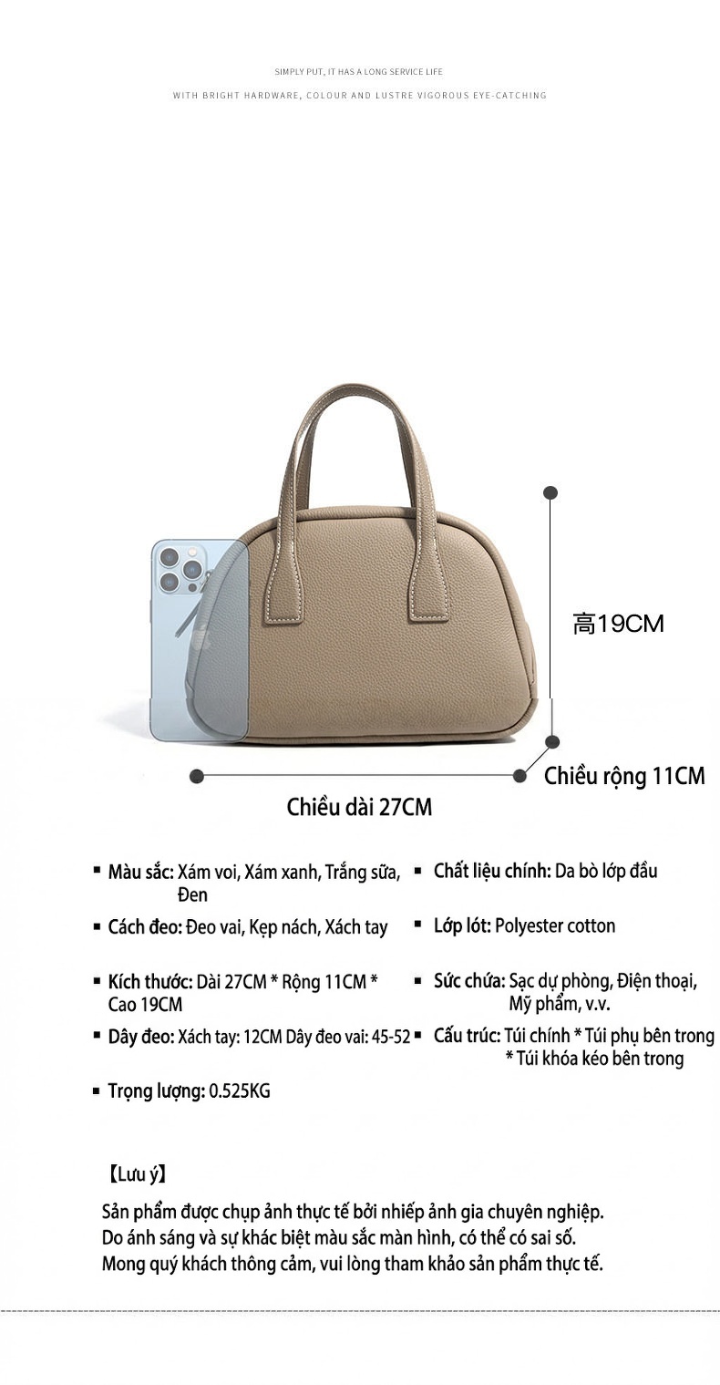 Túi Xách Tay Đeo Vai Nữ Da Mờ Phong Cách Âu Mỹ Hàn Quốc Màu Đen, Xanh, Kem, Nâu chi tiết 6