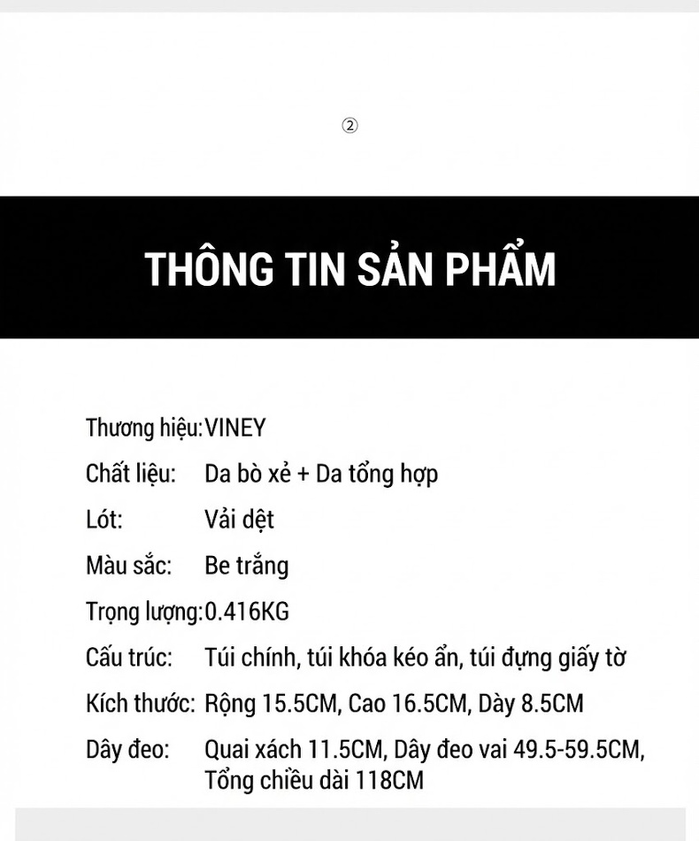 Túi Xách Tay/Đeo Vai Nữ Da Mờ Thiết Kế Bucket Đựng Vừa A4 Màu Kem chi tiết 6