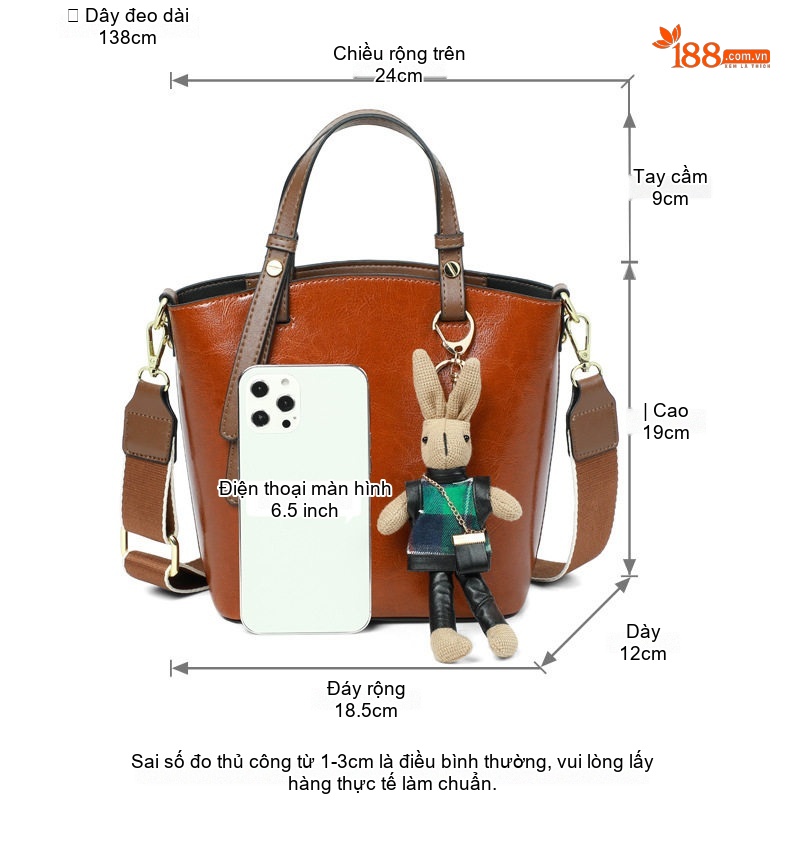 Túi Xách Tay/Đeo Vai Nữ Da Thật Dung Tích Lớn Phong Cách Thời Trang Màu Nâu chi tiết 17